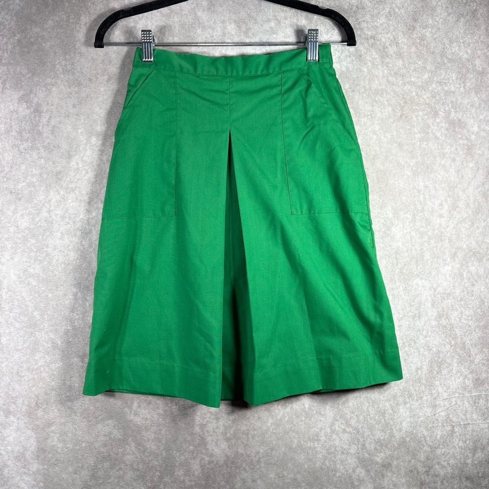 Vintage Girl Scouts Skirt Girls‎ 14 Green Uniform Pleated Elastic Waist Pockets